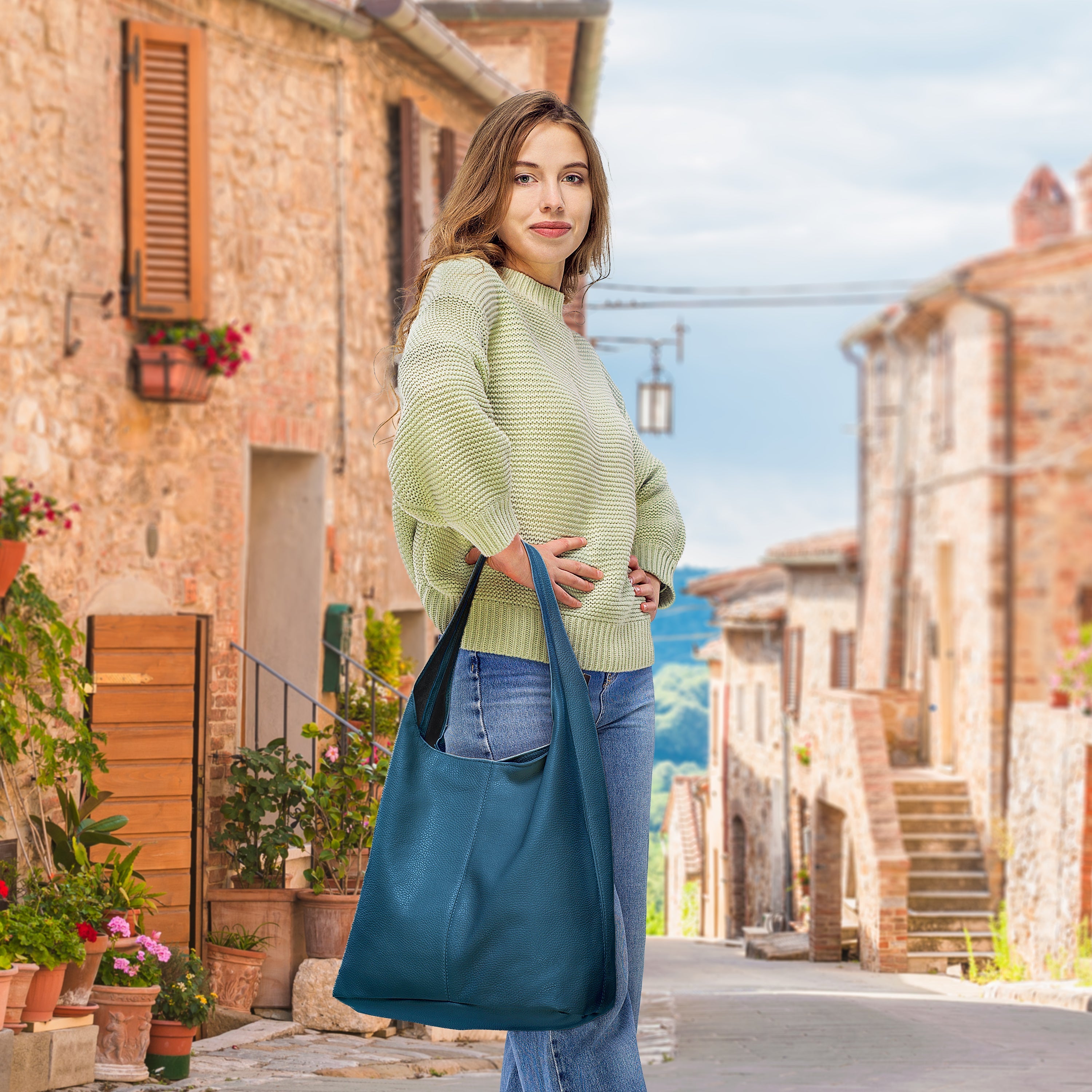 Calf Leather Hobo Bag