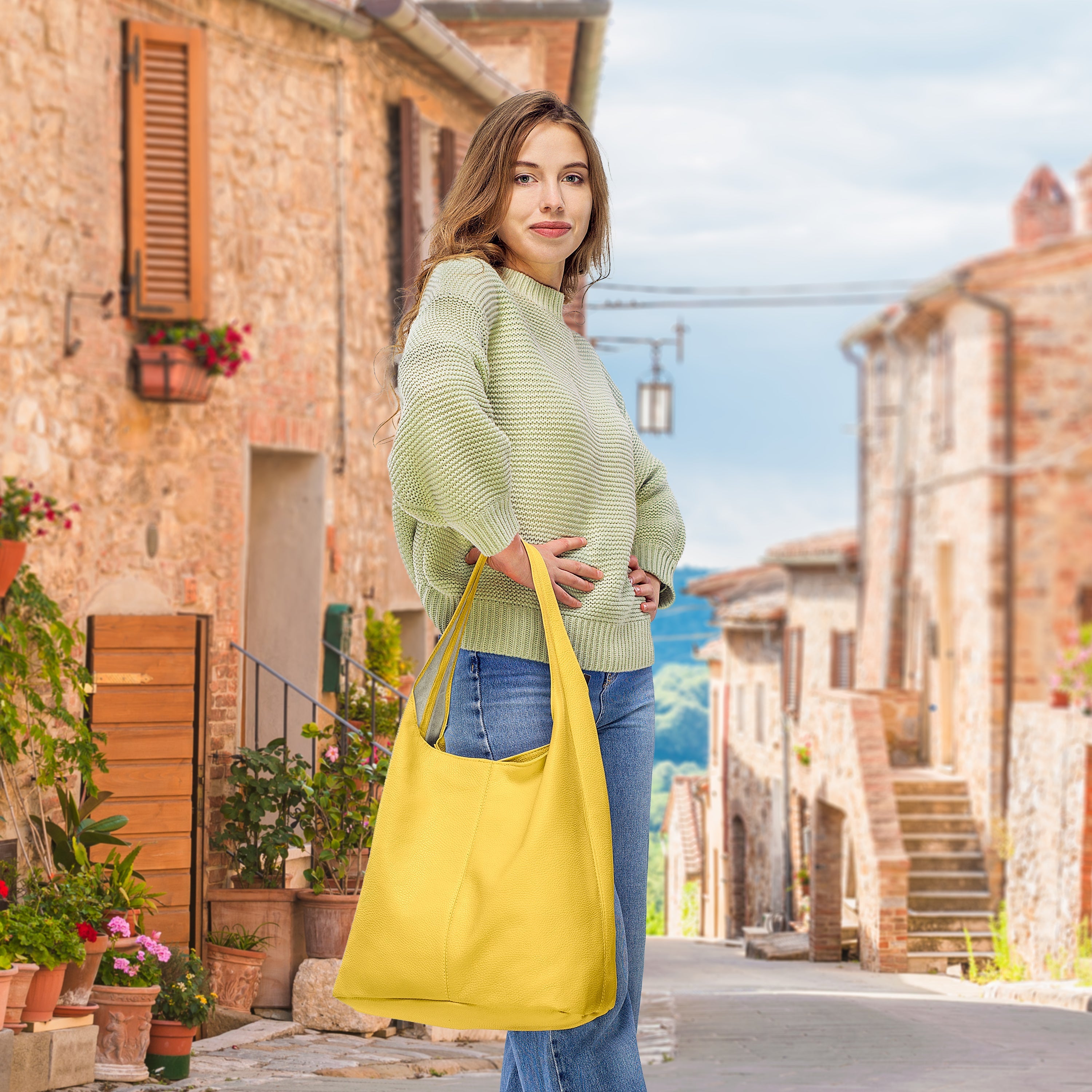 Calf Leather Hobo Bag