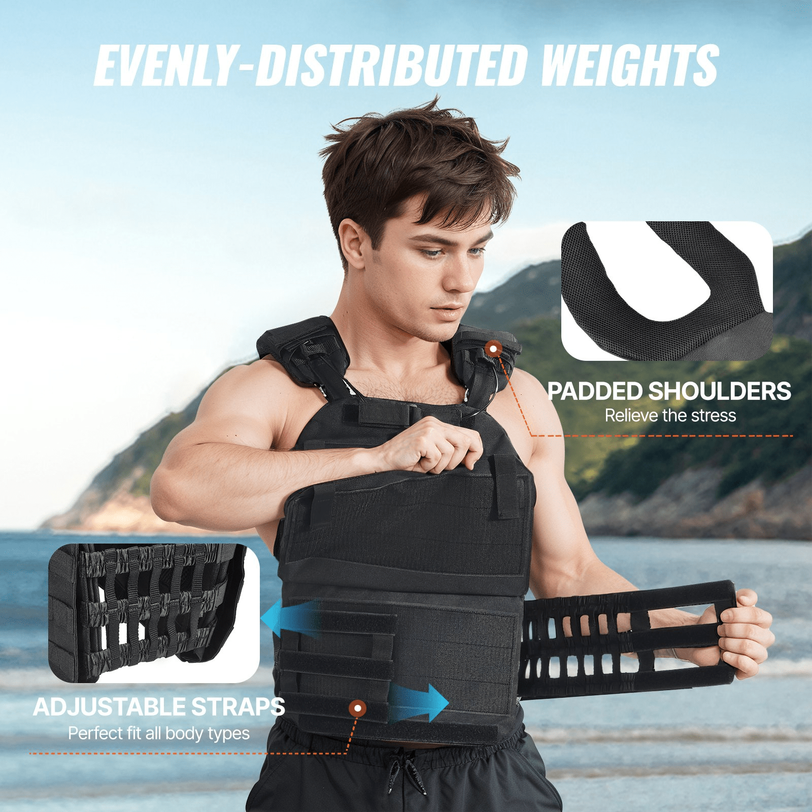 40lb Adjustable Weighted Vest for Strength Training, Running
