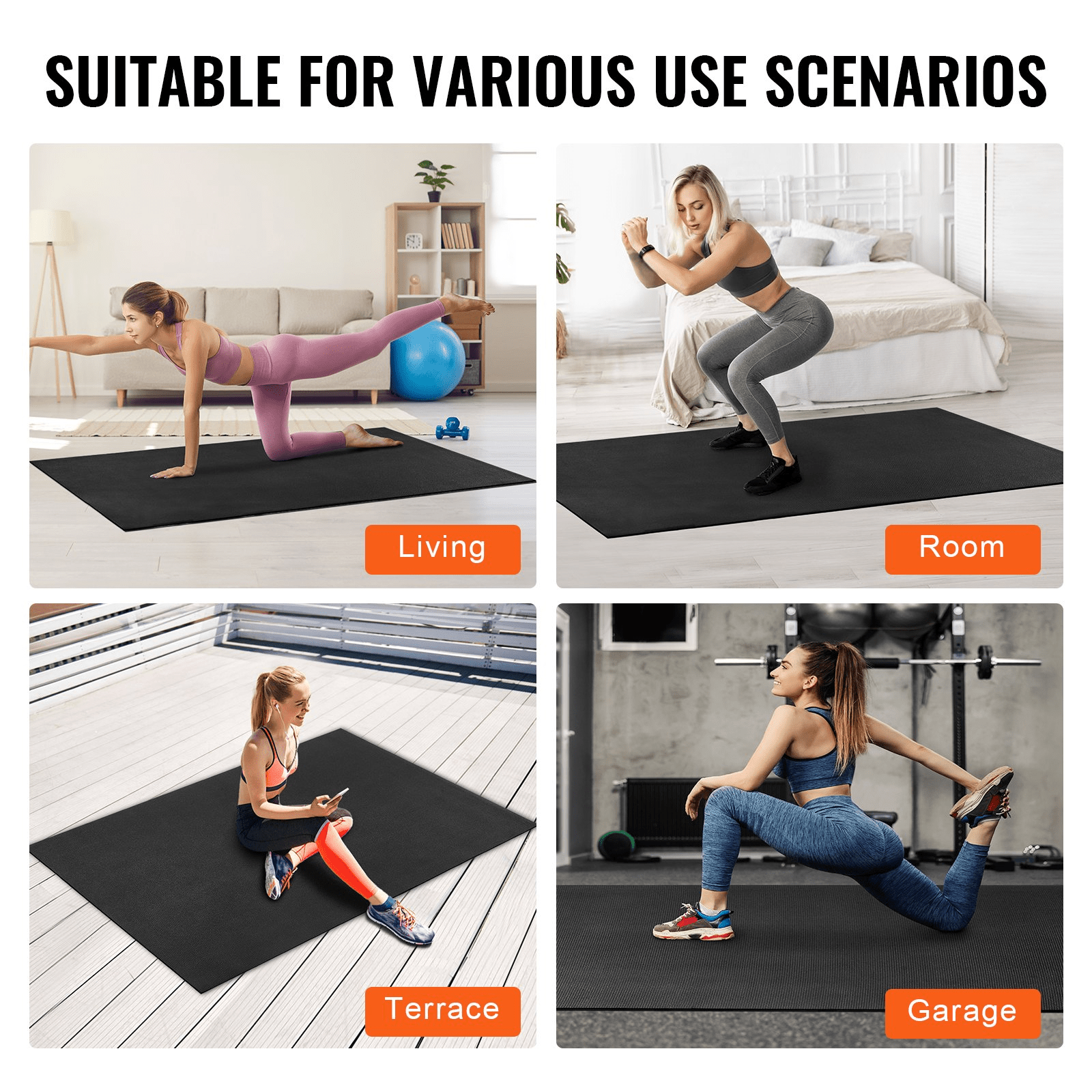 VEVOR Large Exercise Mat 7x5 ft – Non‑Slip Home Gym & Yoga Floor Mat